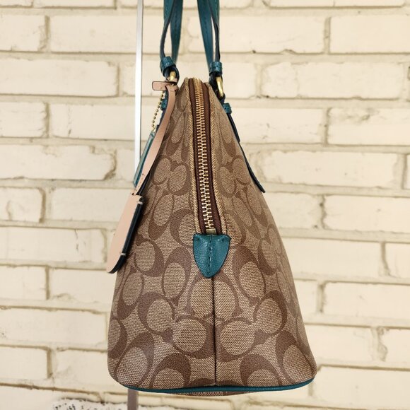 Coach Peyton Signature Cora Domed Shoulder Bag Satchel - Picture 7 of 15